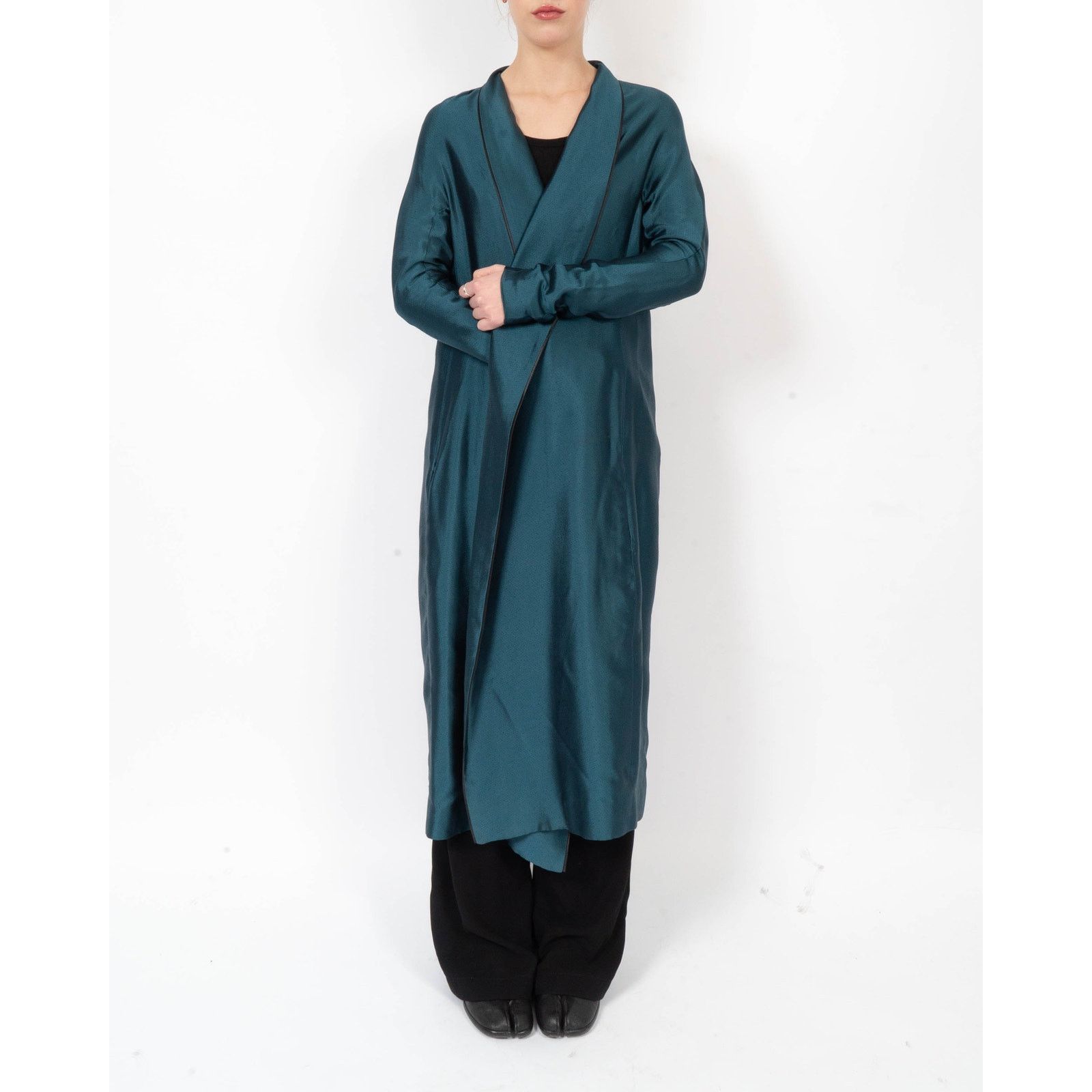Haider Ackermann FW11 Unstructured Long-Coat in Blue Textured Viscose Size S / US 4 / IT 40 - 4 Thumbnail