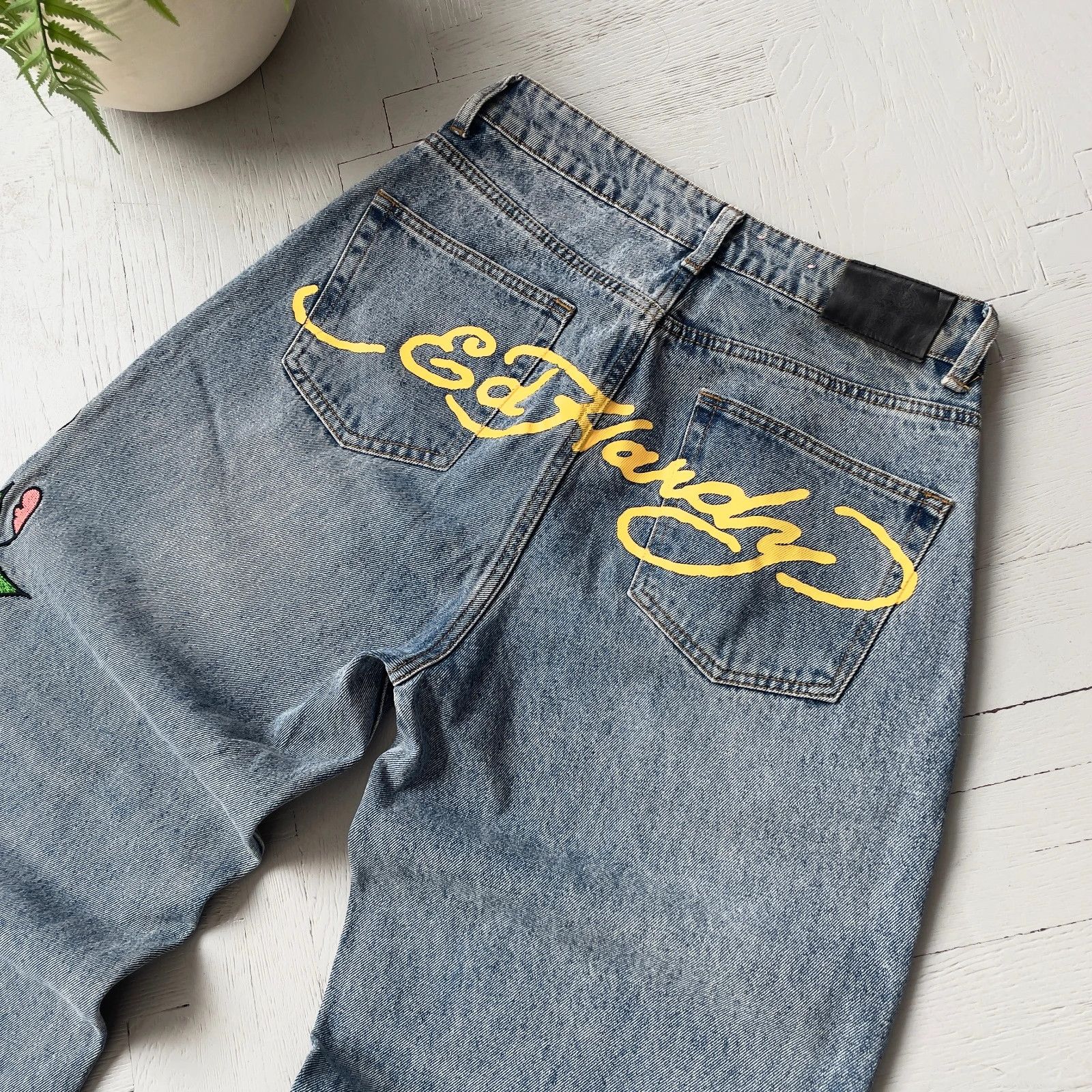 Ed Hardy Y2K Ed Hardy Printed Boyfriend Stonewash Blue Jeans Size 28" / US 6 / IT 42 - 4 Thumbnail