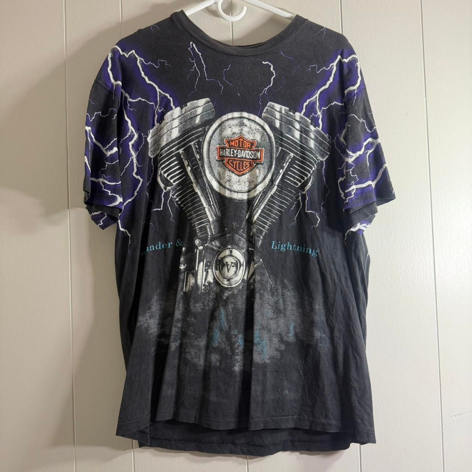 Harley Davidson 90’s HARLEY DAVIDSON MOTORCYCLES THUNDER LIGHTNING tee shirt Size US L / EU 52-54 / 3 - 2 Thumbnail