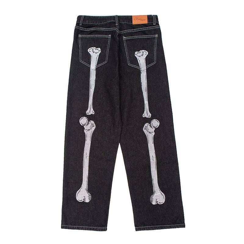 Japanese Brand Men's street hip-hop loose straight bone embroidered jeans Size US 32 / EU 48 - 1 Thumbnail
