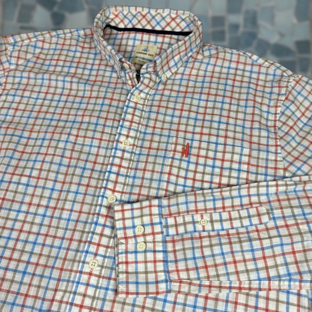 johnnie-O VINTAGE Johnnie-O Shirt Mens 2XL Hangin Out Windowpane Button Down Casual Surfer Shirt Size US XXL / EU 58 / 5 - 1 Thumbnail