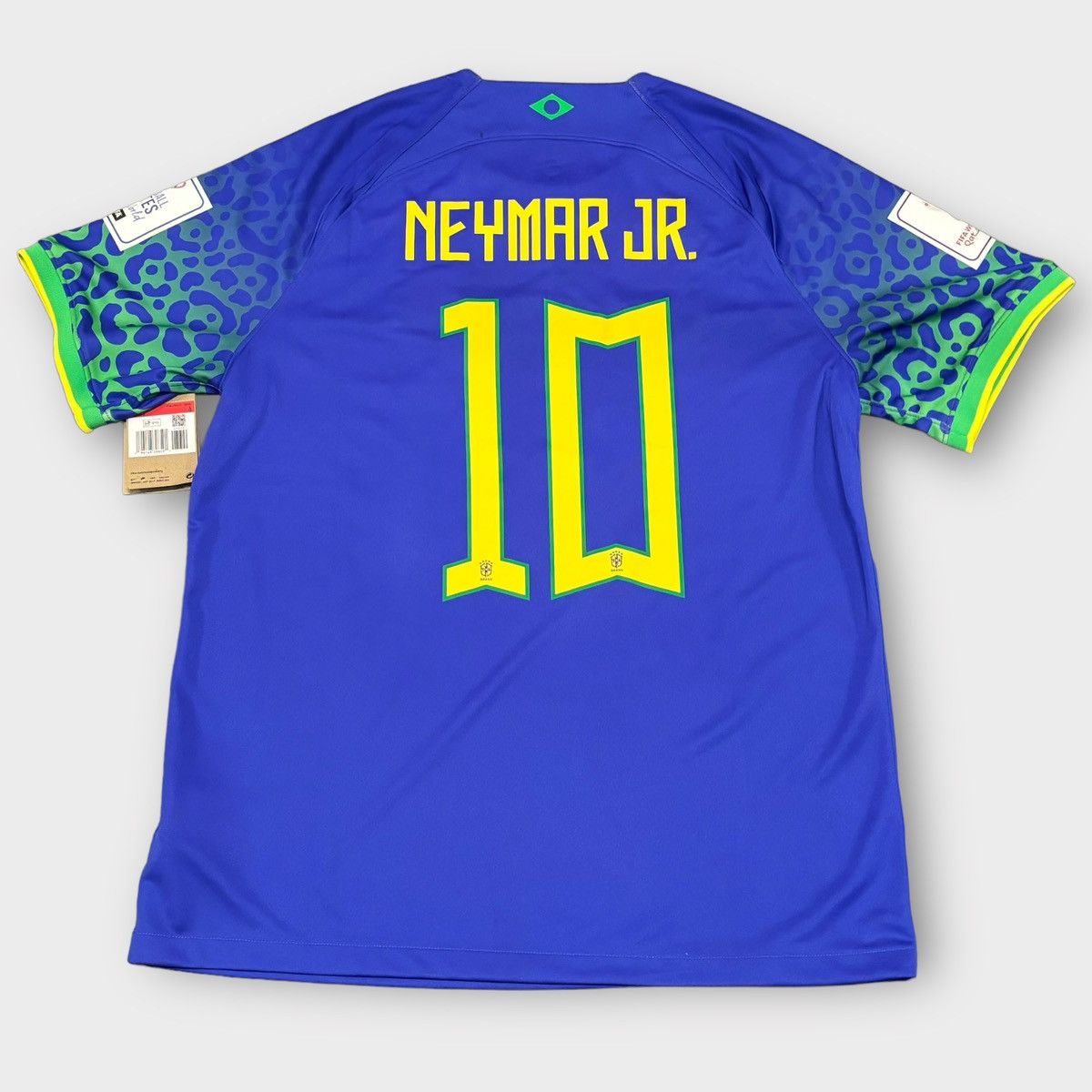 image of Brazil 2022-23 Neymar Jr. Nike Soccer Jersey in Blue, Men's (Size Large)