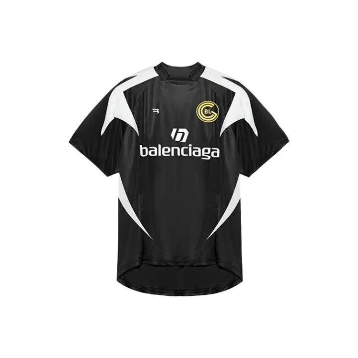 Balenciaga Balenciaga Black Graphic Short-Sleeve Football Shirt 0079 Size US L / EU 52-54 / 3 - 1 Thumbnail