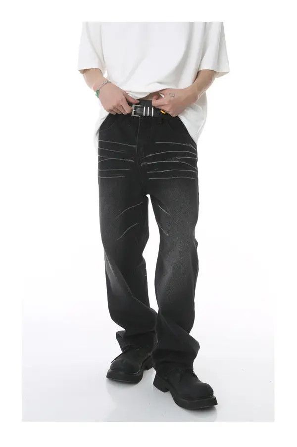 Japanese Brand VIBE Loose straight-leg vintage scratched washed jeans Size US 32 / EU 48 - 8 Thumbnail