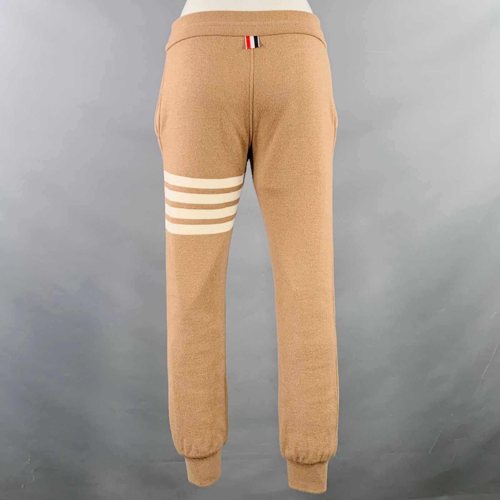 Thom Browne THOM BROWNE Brown Cream Cotton Blend Stripe Casual Pants Size 25" / US 0 / IT 36 - 4 Thumbnail