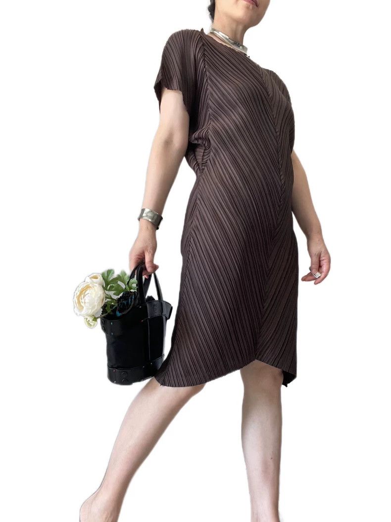 Issey Miyake Issey Miyake size:2 Brown twill mainline dress Size S / US 4 / IT 40 - 2 Thumbnail