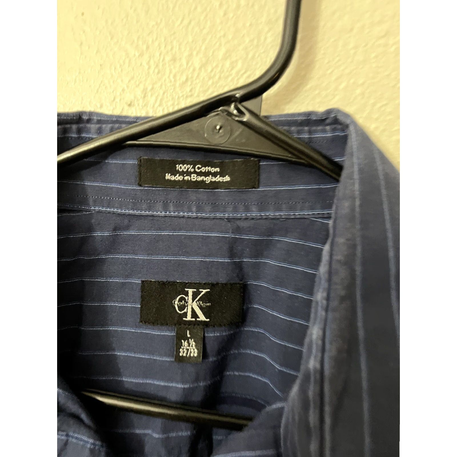 Vintage VINTAGE Calvin Klein Jeans Shirt Mens L Blue Striped Button-Up Cotton Regular Size L Adult Mens Shirt Blue Striped 1990s? Size US L / EU 52-54 / 3 - 3 Thumbnail