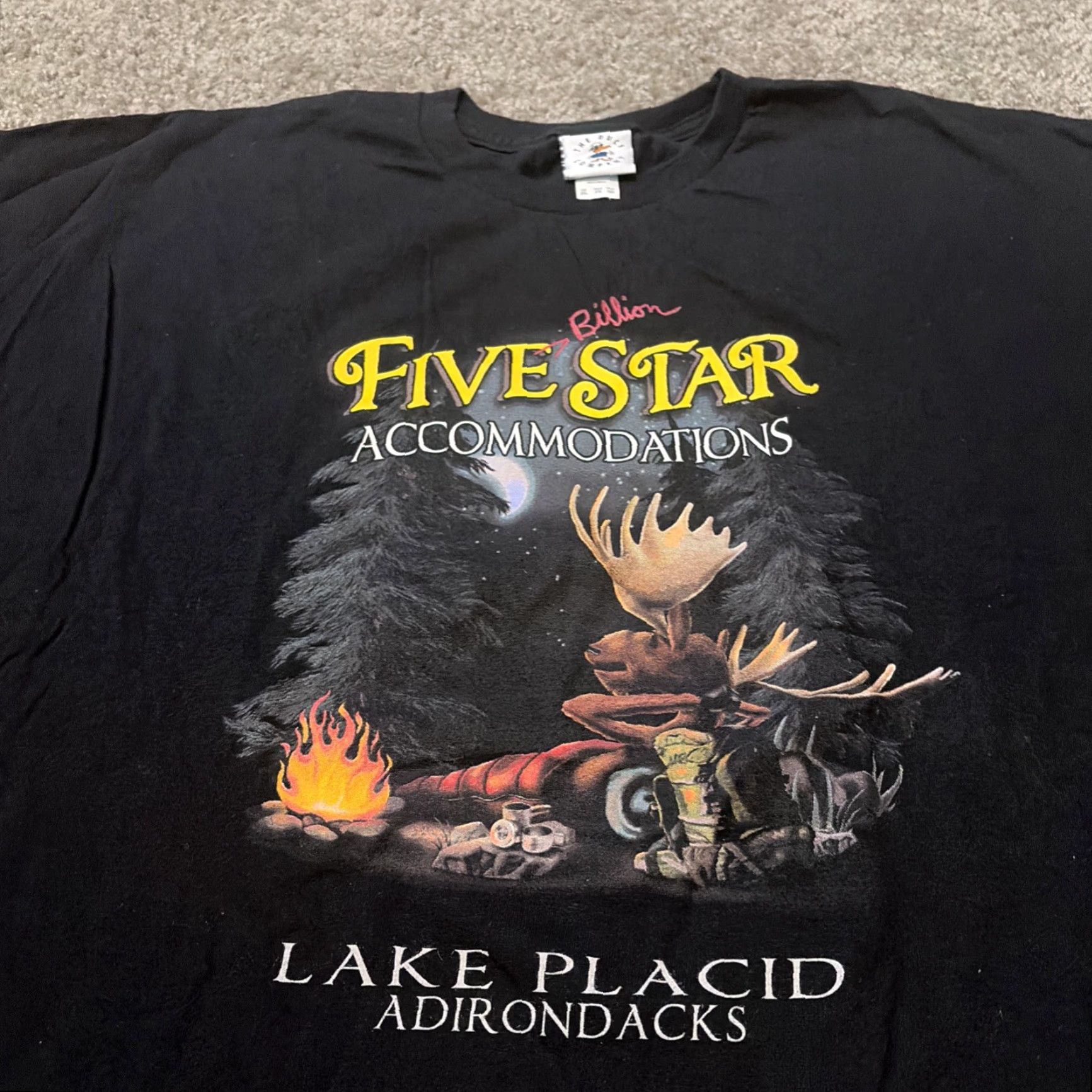 Vintage VINTAGE 90s Lake Placid Adirondack Mountains New York Moose Camping T-Shirt 2XL Black The Duck Co Mens Mens? Size US XXL / EU 58 / 5 - 3 Thumbnail