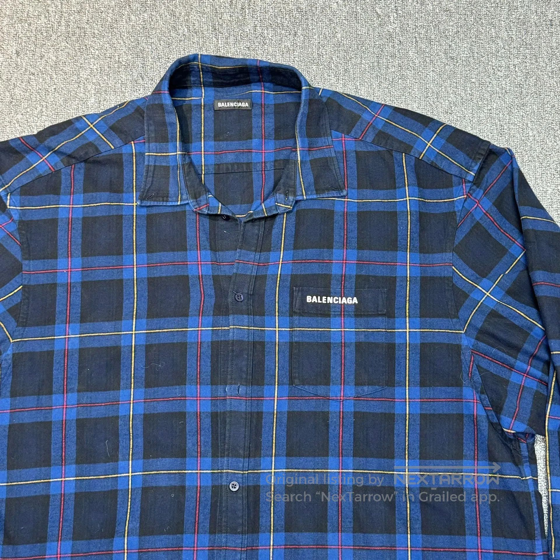 Balenciaga Balenciaga Blue Black Plaid Logo Shirt. Size US L / EU 52-54 / 3 - 3 Thumbnail