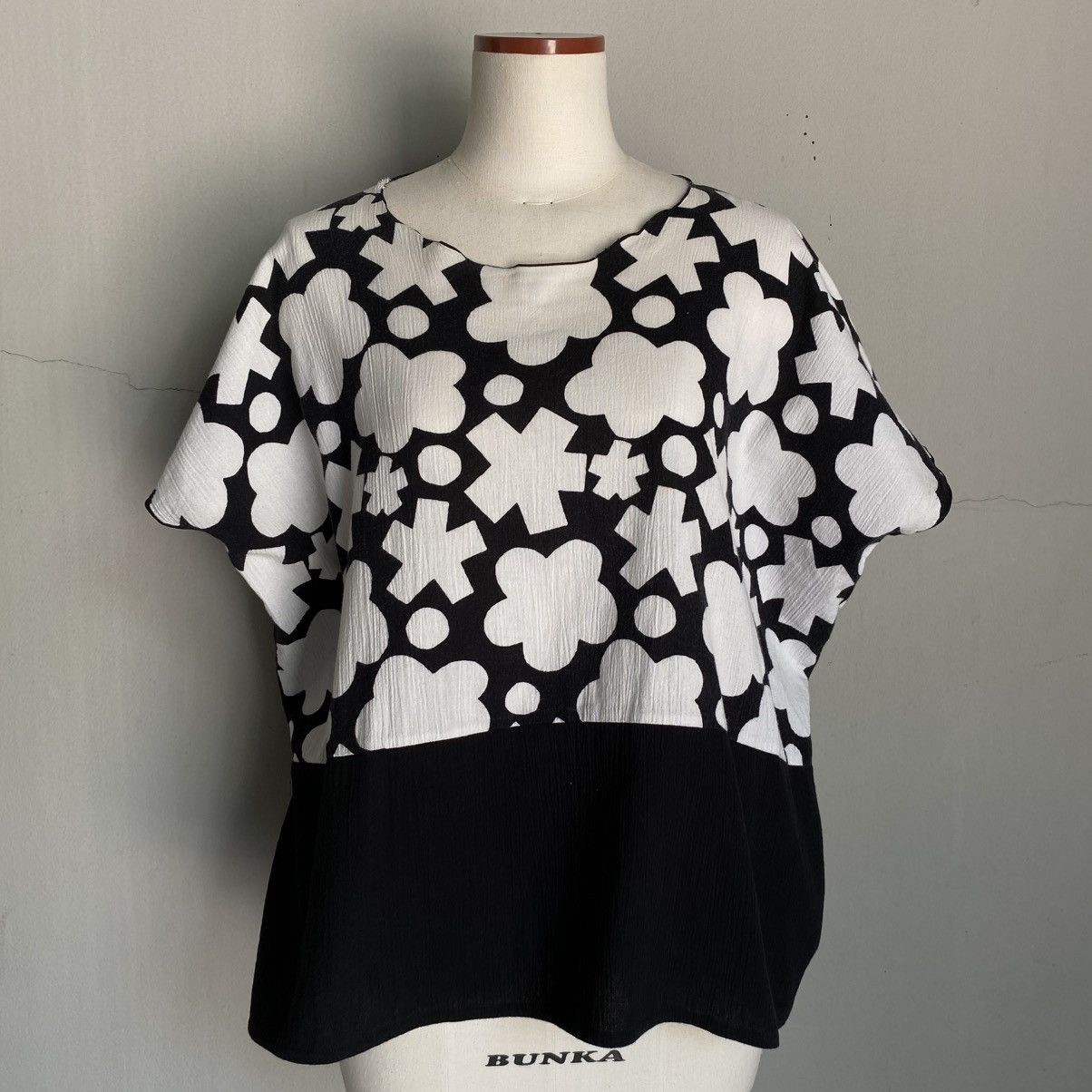 SOU SOU S O U . S O U Black and White Geometric Print Loose Blouse Size L / US 10 / IT 46 - 15 Thumbnail
