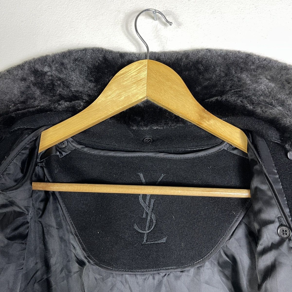 Yves Saint Laurent Yves Saint Laurent Wool &Cashmere Coat Rex Rabbit Fur Collar Size US L / EU 52-54 / 3 - 6 Thumbnail