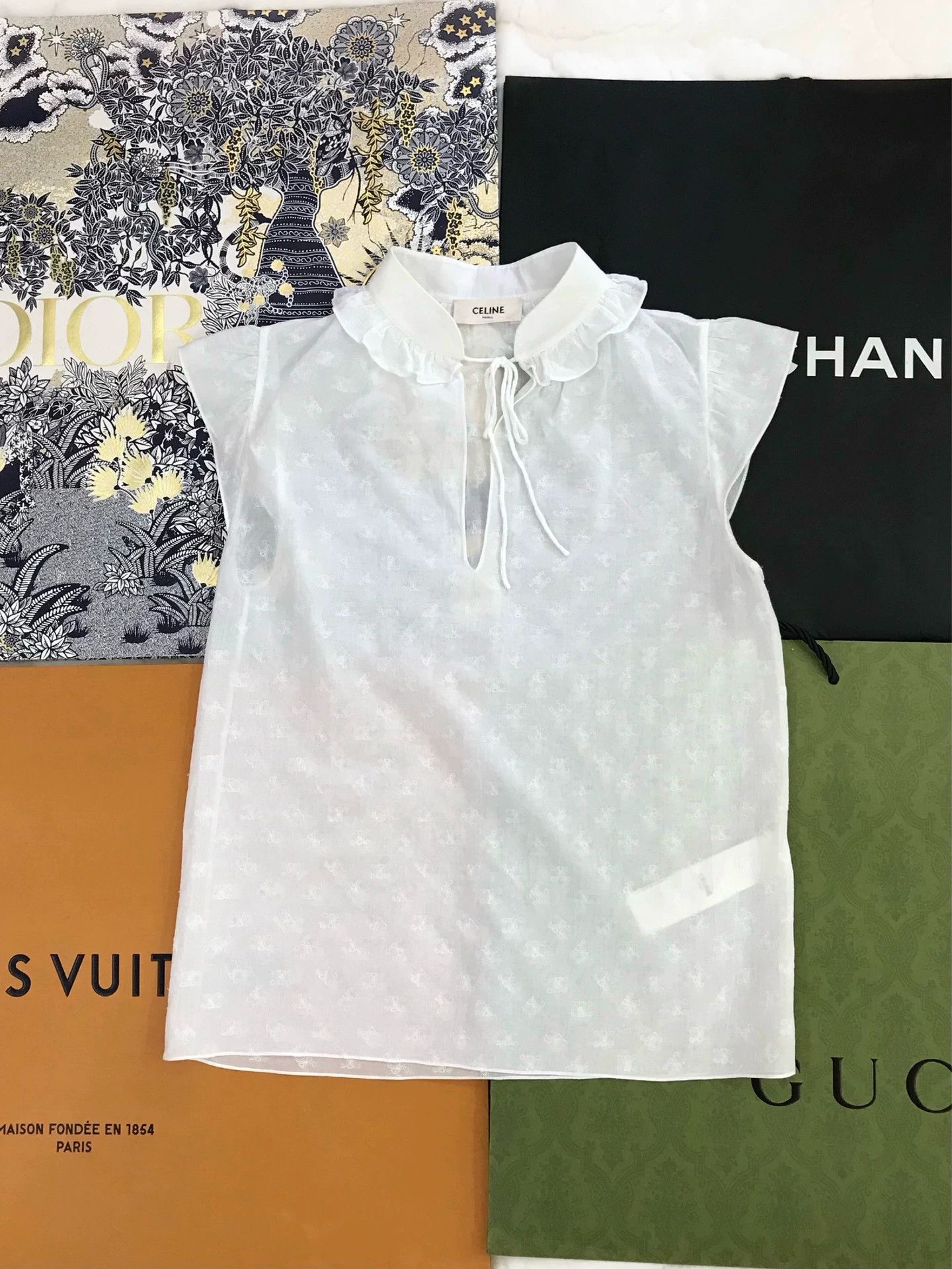 Celine Celine Peter Pan Collar Logo Top Size XS / US 0-2 / IT 36-38 - 1 Thumbnail