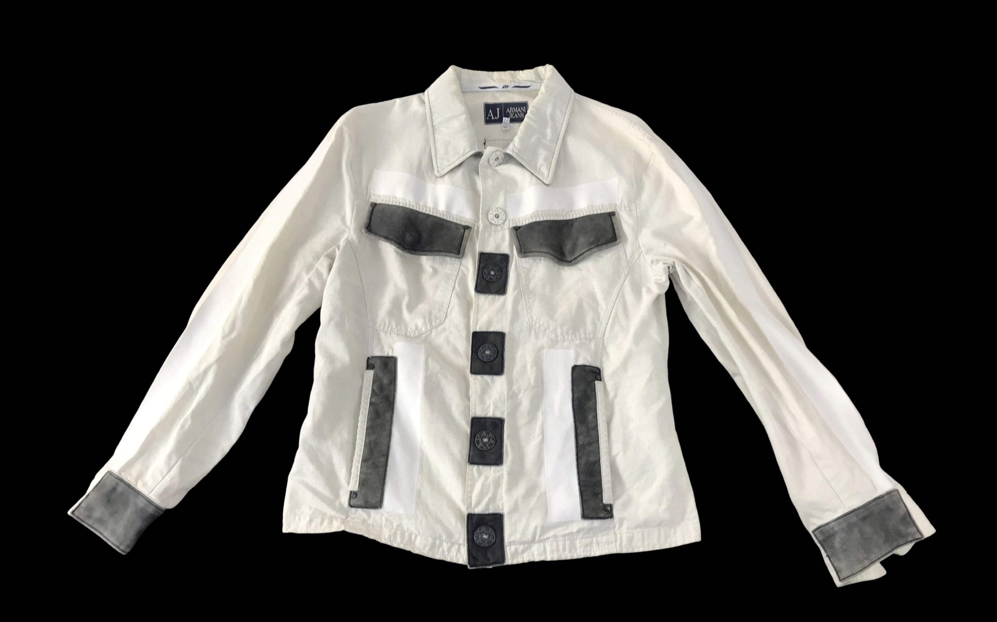 Armani Jeans Denim with Leather Accents Jacket Hemp Inside