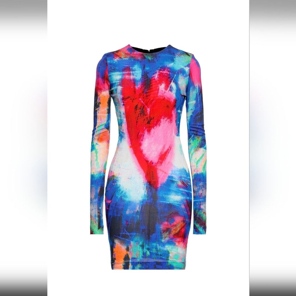 Just Cavalli Just Cavalli Multicolour Heart Bodycon Long Sleeved Dress Size M / US 6-8 / IT 42-44 - 4 Thumbnail