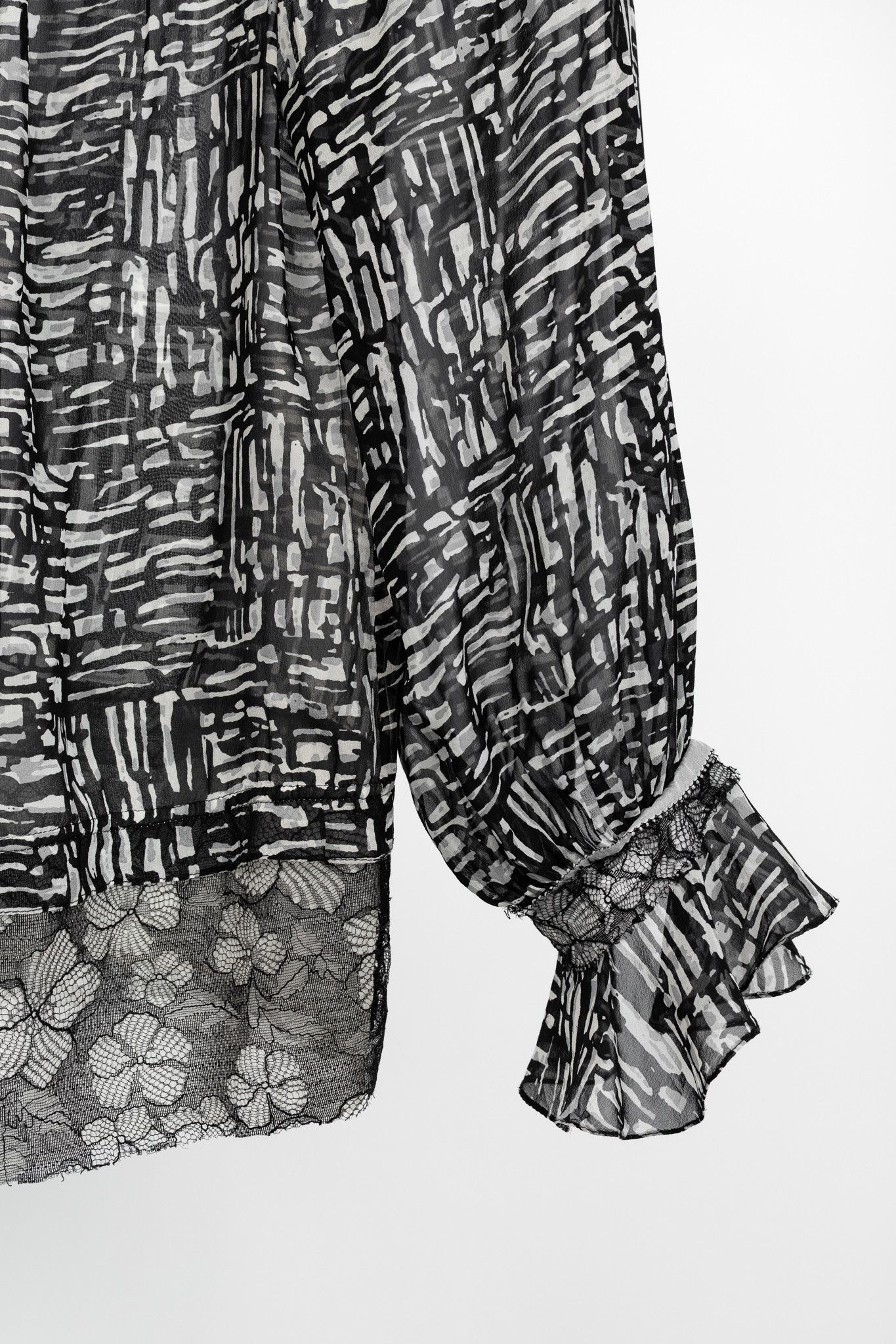 Oscar De La Renta Oscar de la Renta AW10 Abstract Silk Lace Tie-Neck Blouse Size S / US 4 / IT 40 - 6 Thumbnail