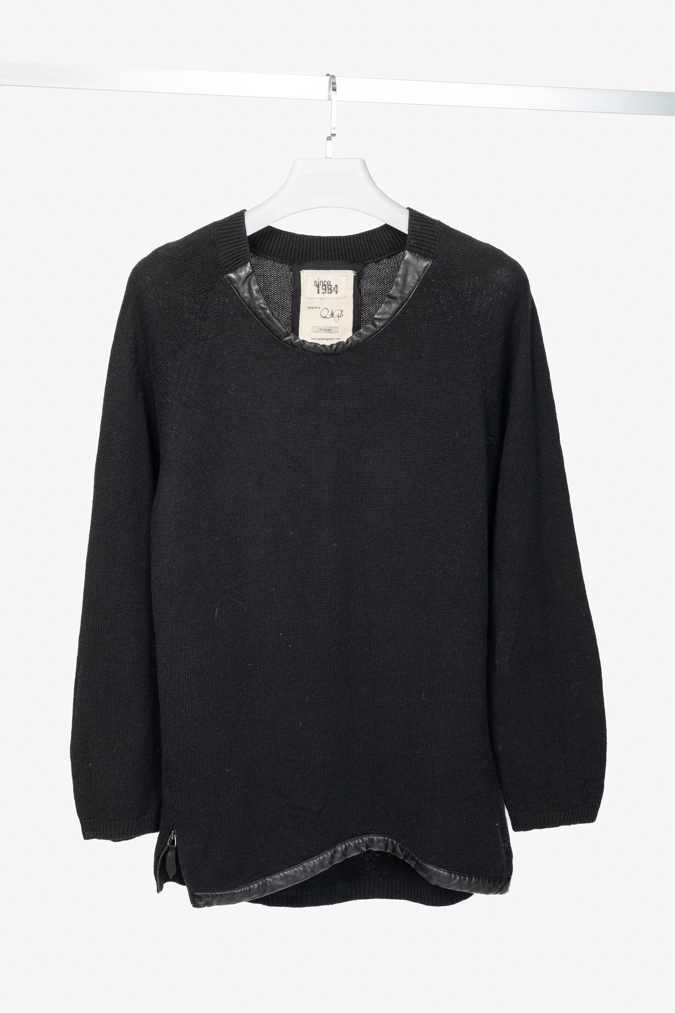 Annette Gortz Annette Gortz AW10 Fero Cotton & Wool Leather-Trim Sweater Size M / US 6-8 / IT 42-44 - 1 Thumbnail
