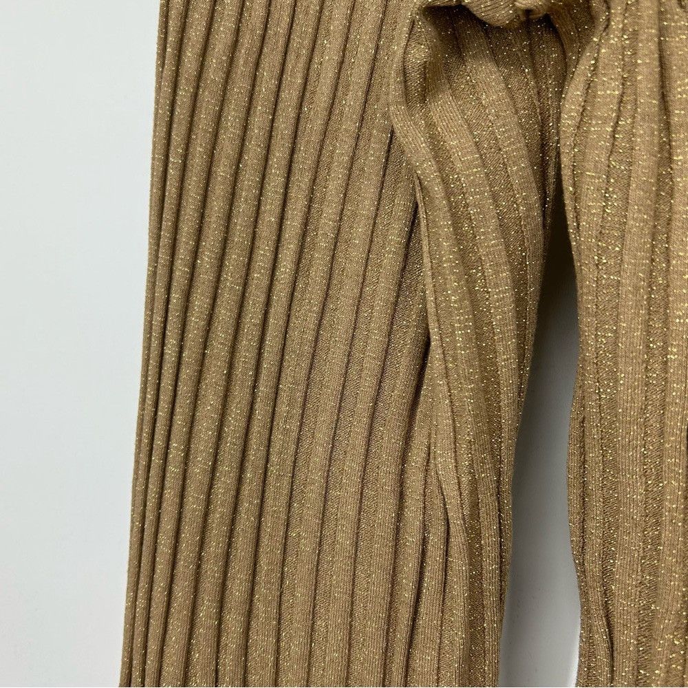 Enza Costa ENZA COSTA LUREX SWETER RIB FLARE PANTS IN SAND GOLD SPARKLE Size 28" / US 6 / IT 42 - 10 Thumbnail