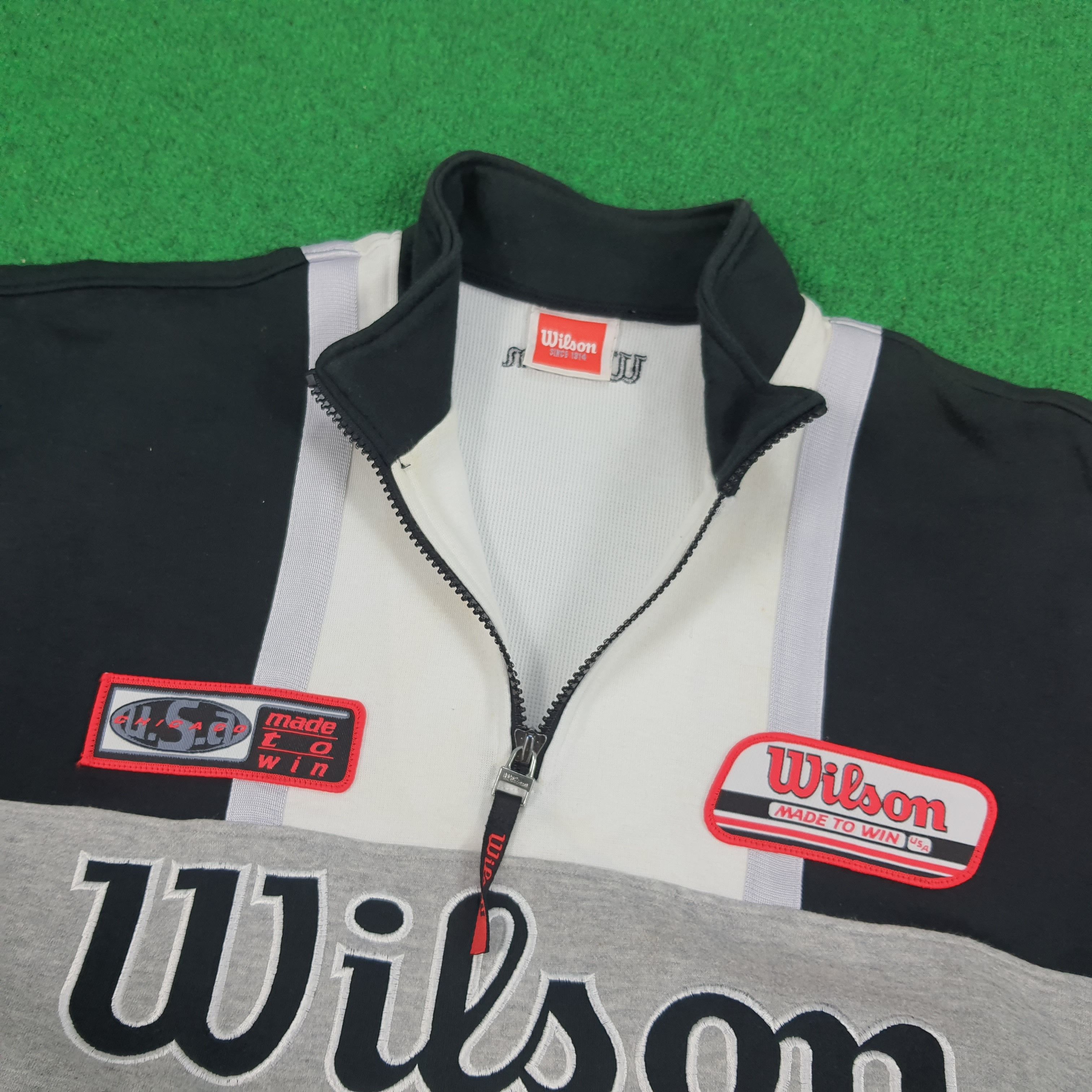 Vintage × Wilson Vintage Wilson Chicago Made To Win USA Halfzip Sweatshirt Size US L / EU 52-54 / 3 - 5 Thumbnail