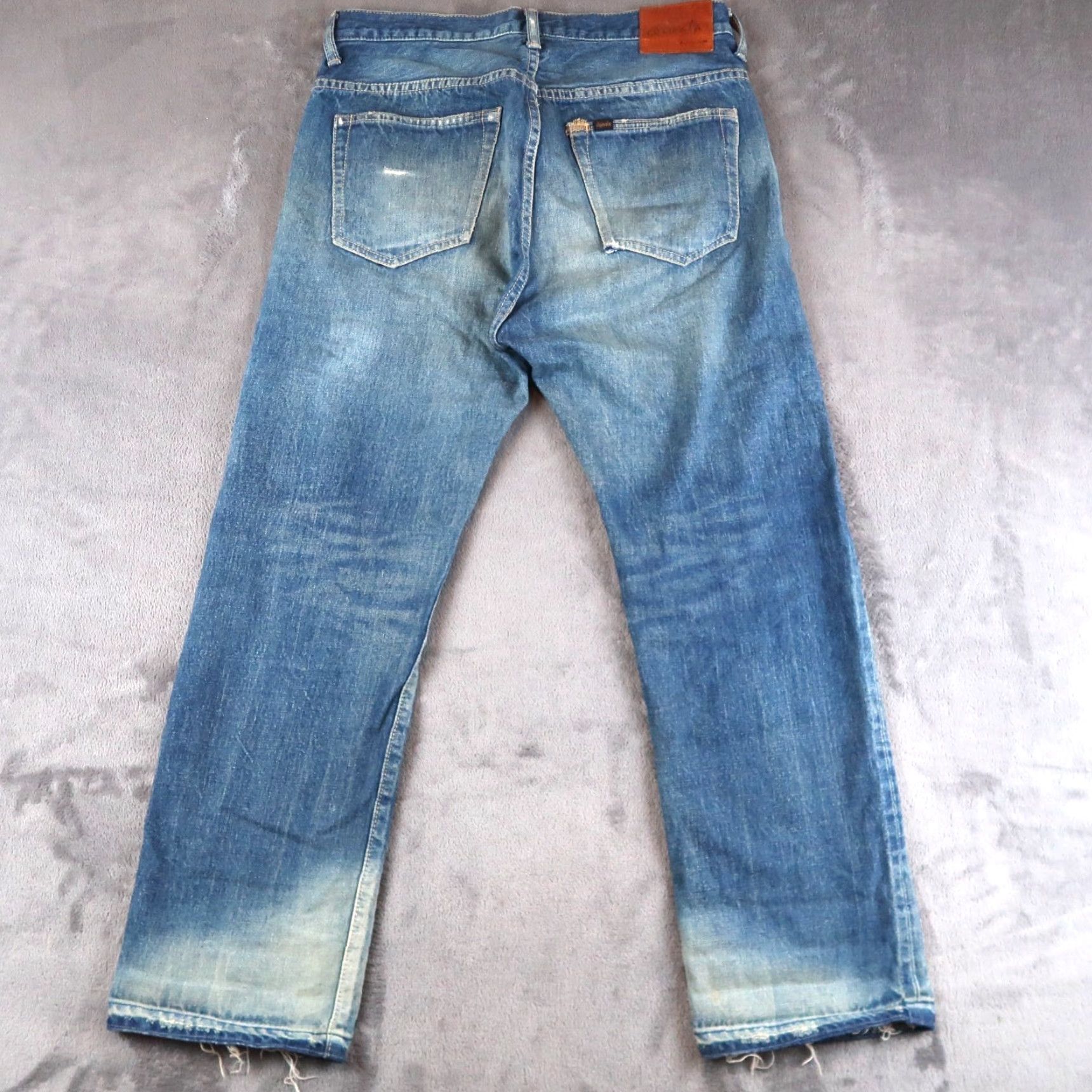 Chimala Chimala Men's Straight Jeans 31x26.25 Medium Wash Blue Distressed Denim Japan Size US 31 - 2 Thumbnail