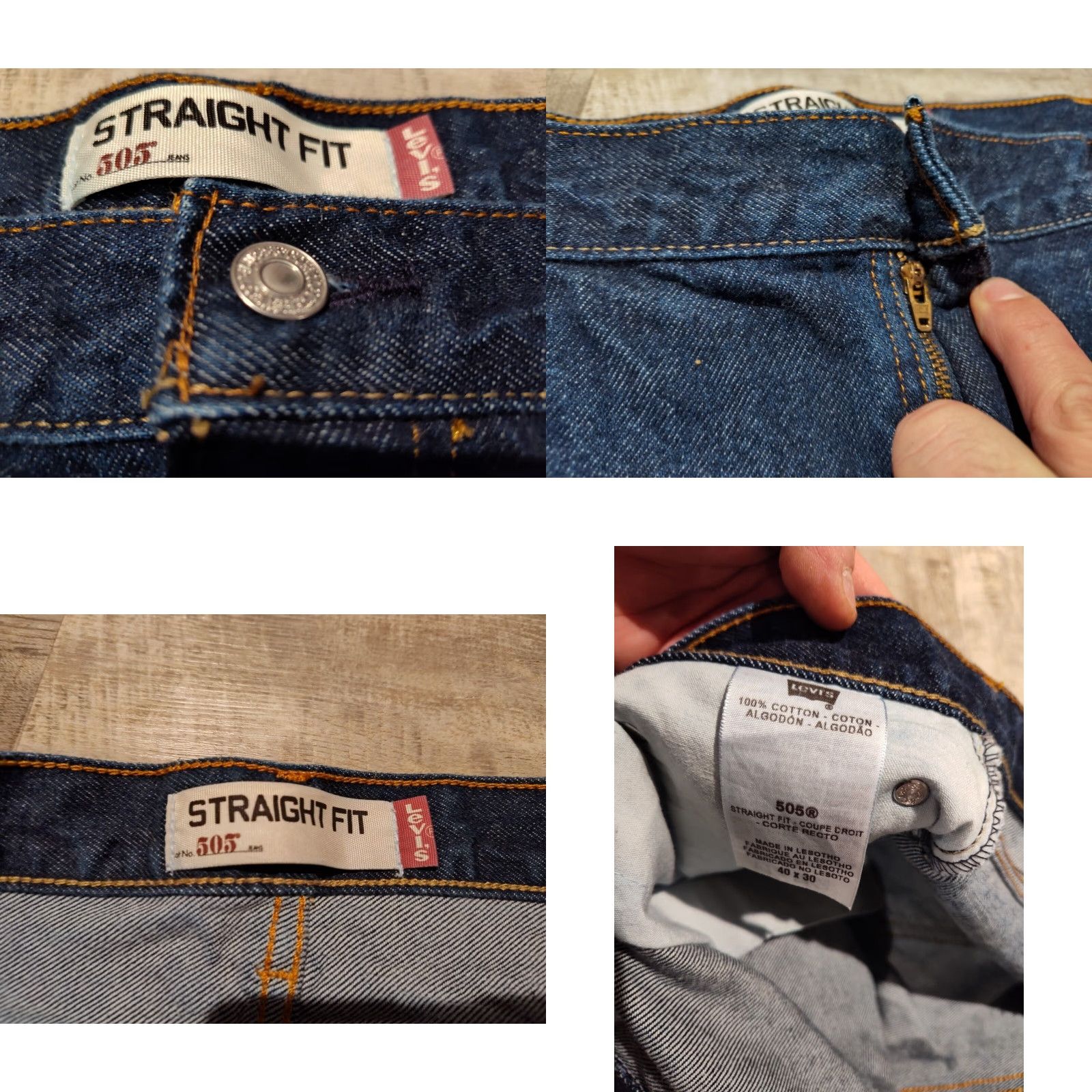 Levi's VINTAGE? No. Levi's 505 Jeans - Straight Fit Denim - Men - Size 40x30 - Dark Blue Wash - Regular Rise - 5-Pocket - Belt Loops - 100% Cotton - EUC Size US 40 / EU 56 - 8 Thumbnail