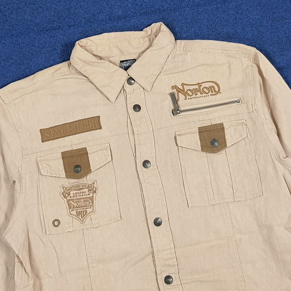 Norton Vintage Norton Motorcycles Shirt Biker Workshirt C293N9 Size US L / EU 52-54 / 3 - 4 Thumbnail