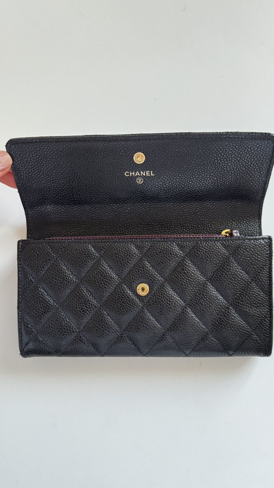 Chanel Chanel Black Quilted Caviar Long Flap Wallet Size ONE SIZE - 3 Thumbnail