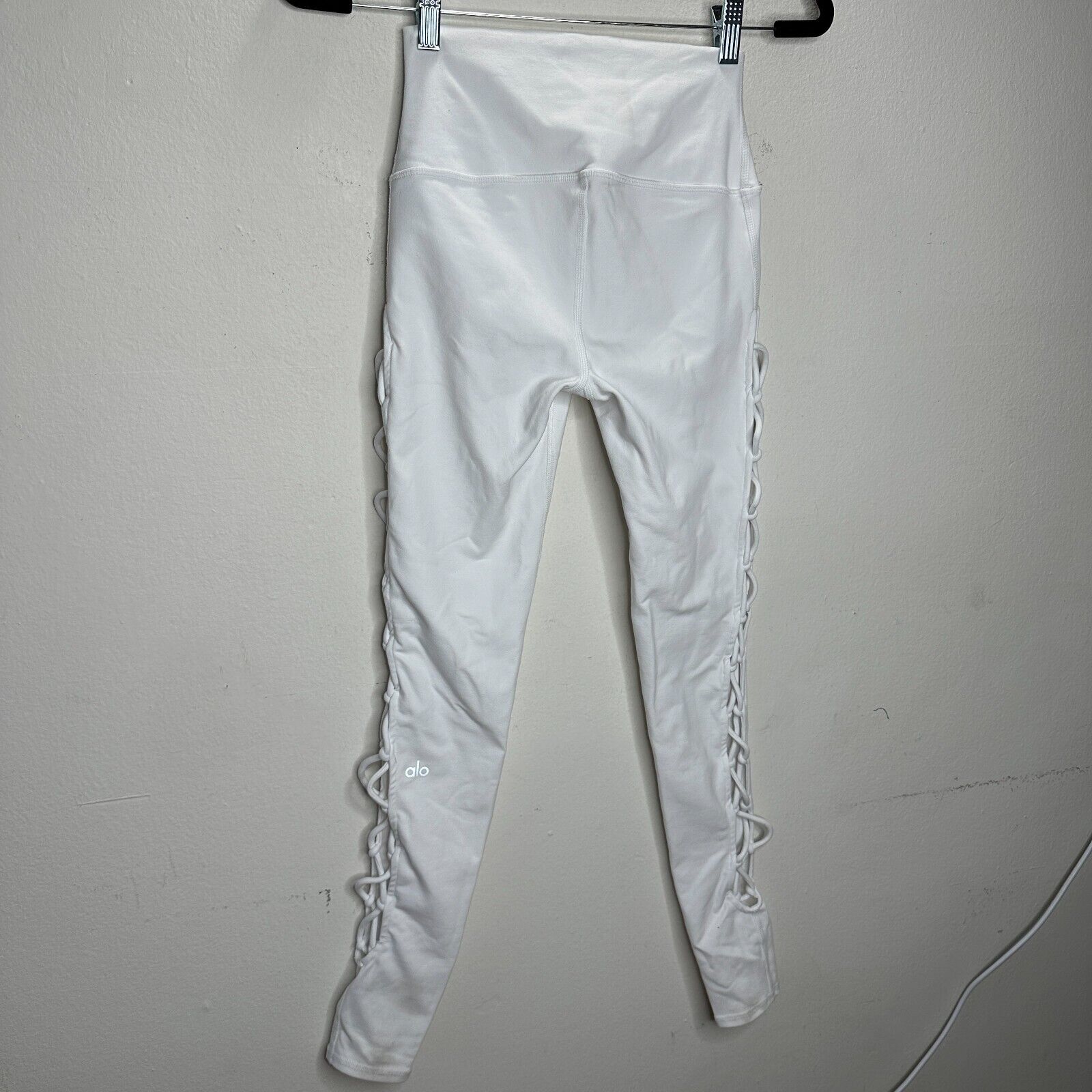 Alo Alo White Legging High Waisted Lace-Up Sides Yoga Pant XS Size 25" / US 0 / IT 36 - 8 Thumbnail