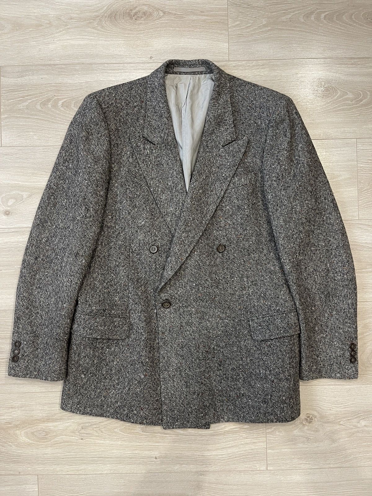 Vintage Senza Limiti Double Breasted Wool Tweed Blazer 42R Size 42R - 13 Thumbnail
