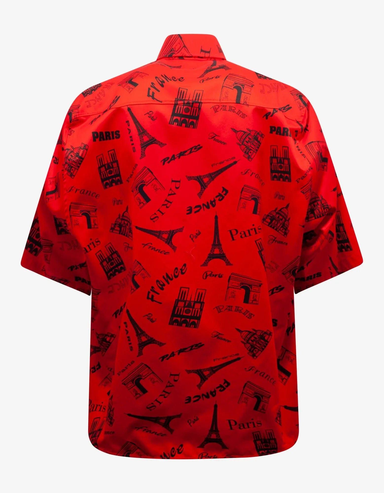 Balenciaga Balenciaga Red Tourist Print Square Back Shirt - SS20 Size US M / EU 48-50 / 2 - 2 Thumbnail