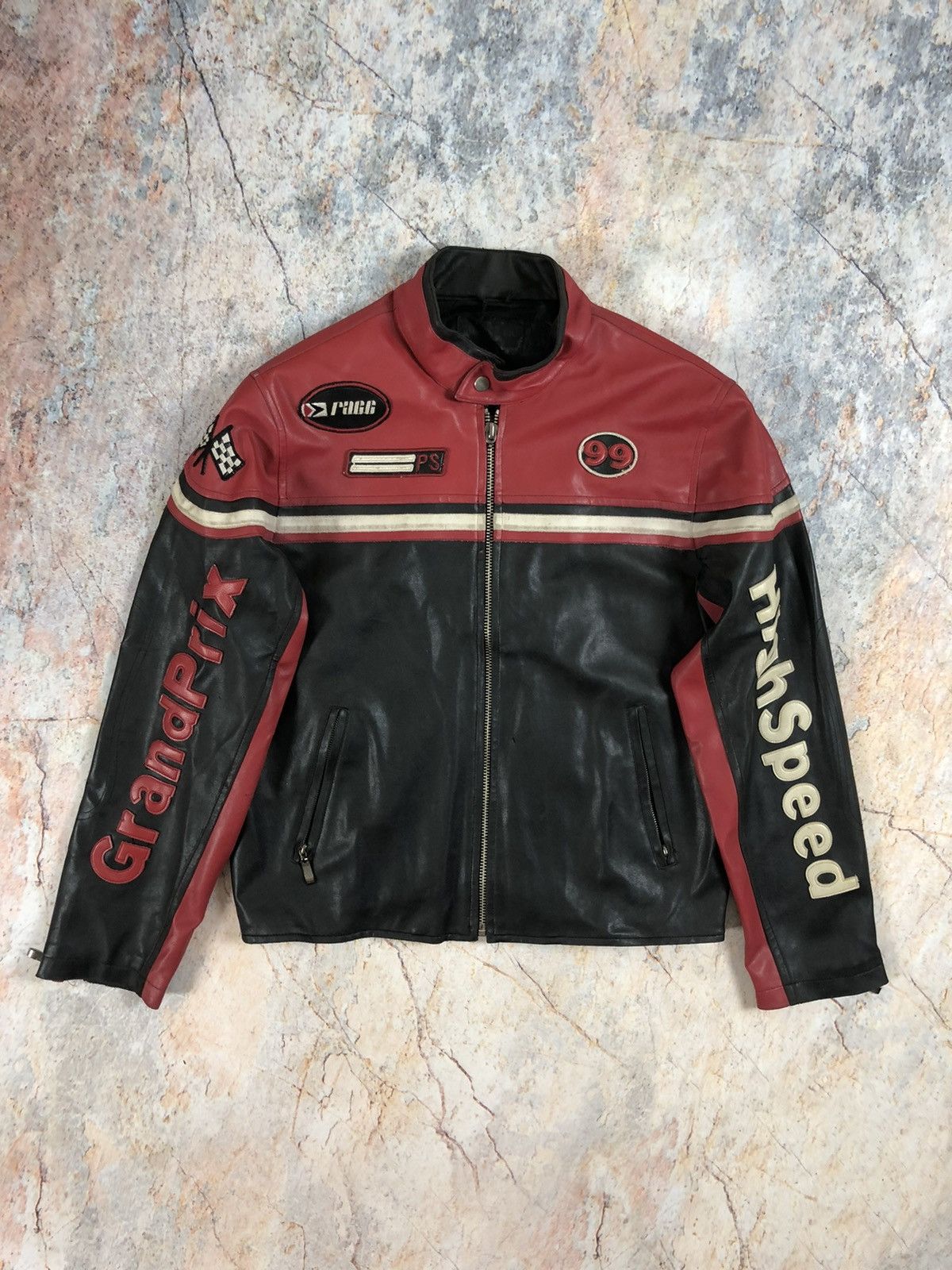 Vintage Racing leather jacket bomber champion Size US XL / EU 56 / 4 - 1 Thumbnail