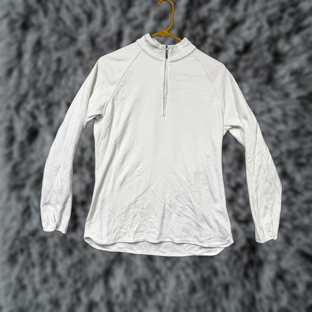 Vintage VINTAGE Clover by Bobby Jones Pullover L Women 1/2 Zip Raglan Long Sleeve Mock Neck White Sports Shirt Size L / US 10 / IT 46 - 1 Thumbnail