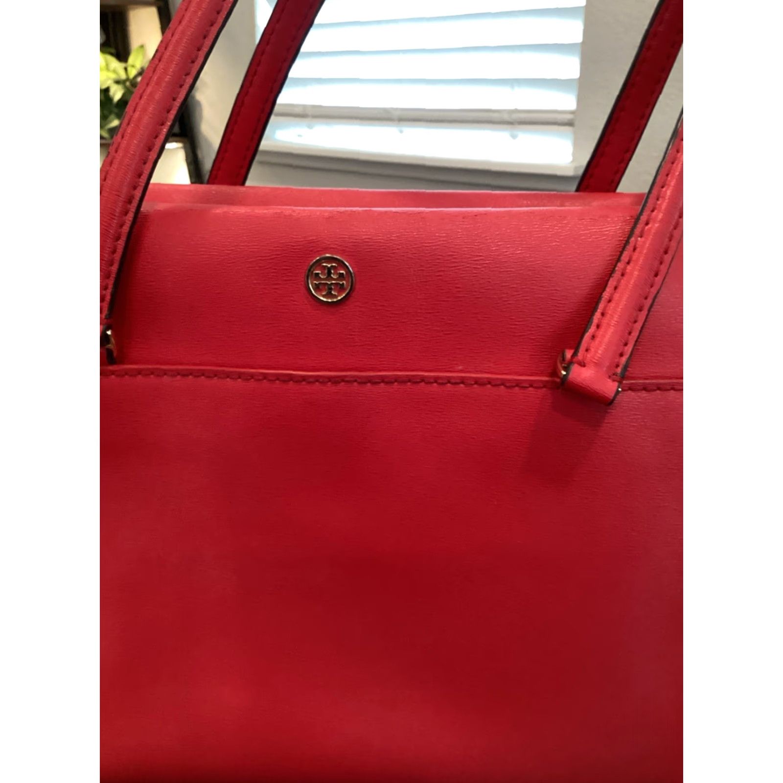 Tory Burch Tory Burch Parker Tote Red Leather Medium Women’s Bag Purse - Zip, Gold Hardware, Canvas/Leather Lining Size ONE SIZE - 2 Thumbnail