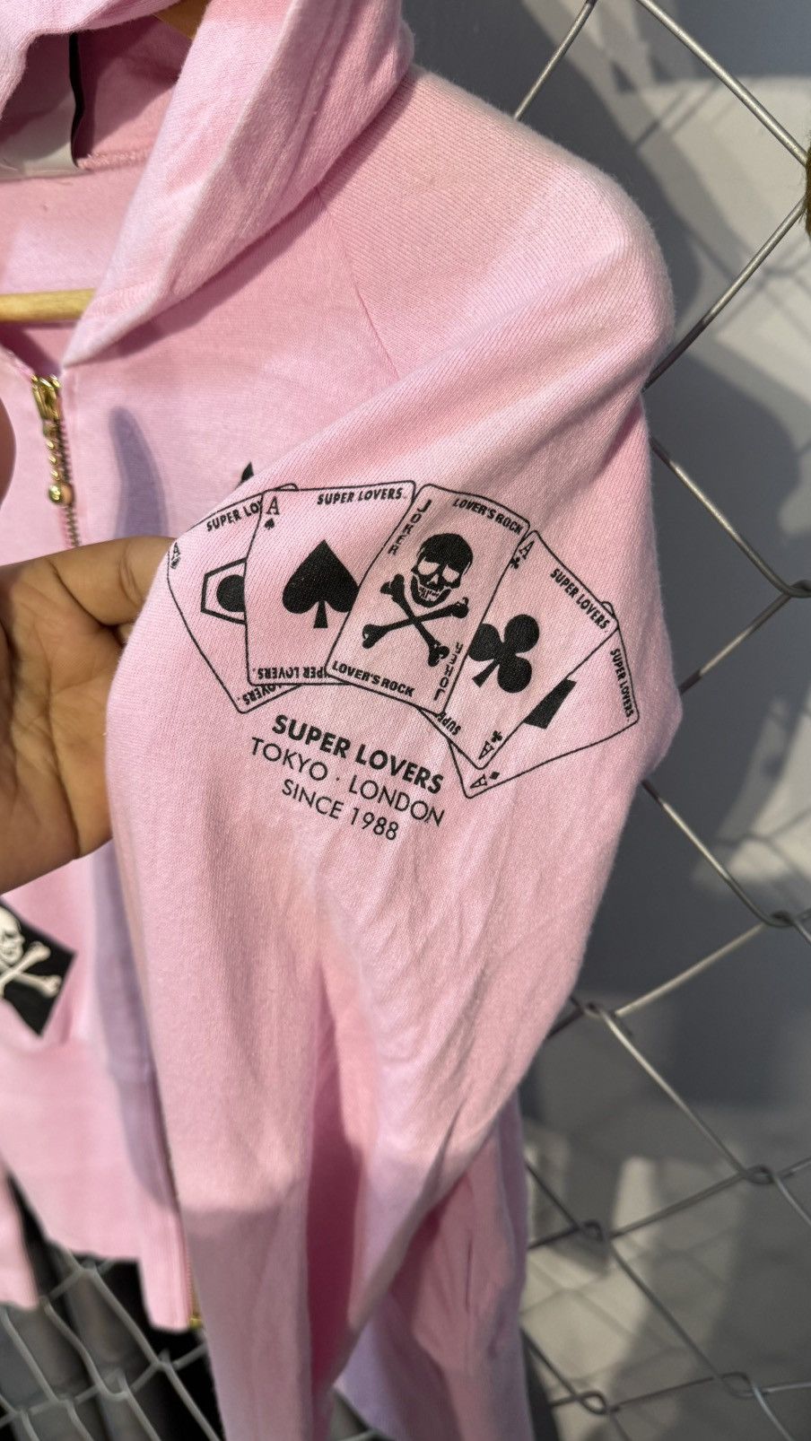 Japanese Brand PUNK SUPER LOVER HOODIE CROP SKULL POKER CARD PINK Size US S / EU 44-46 / 1 - 4 Thumbnail