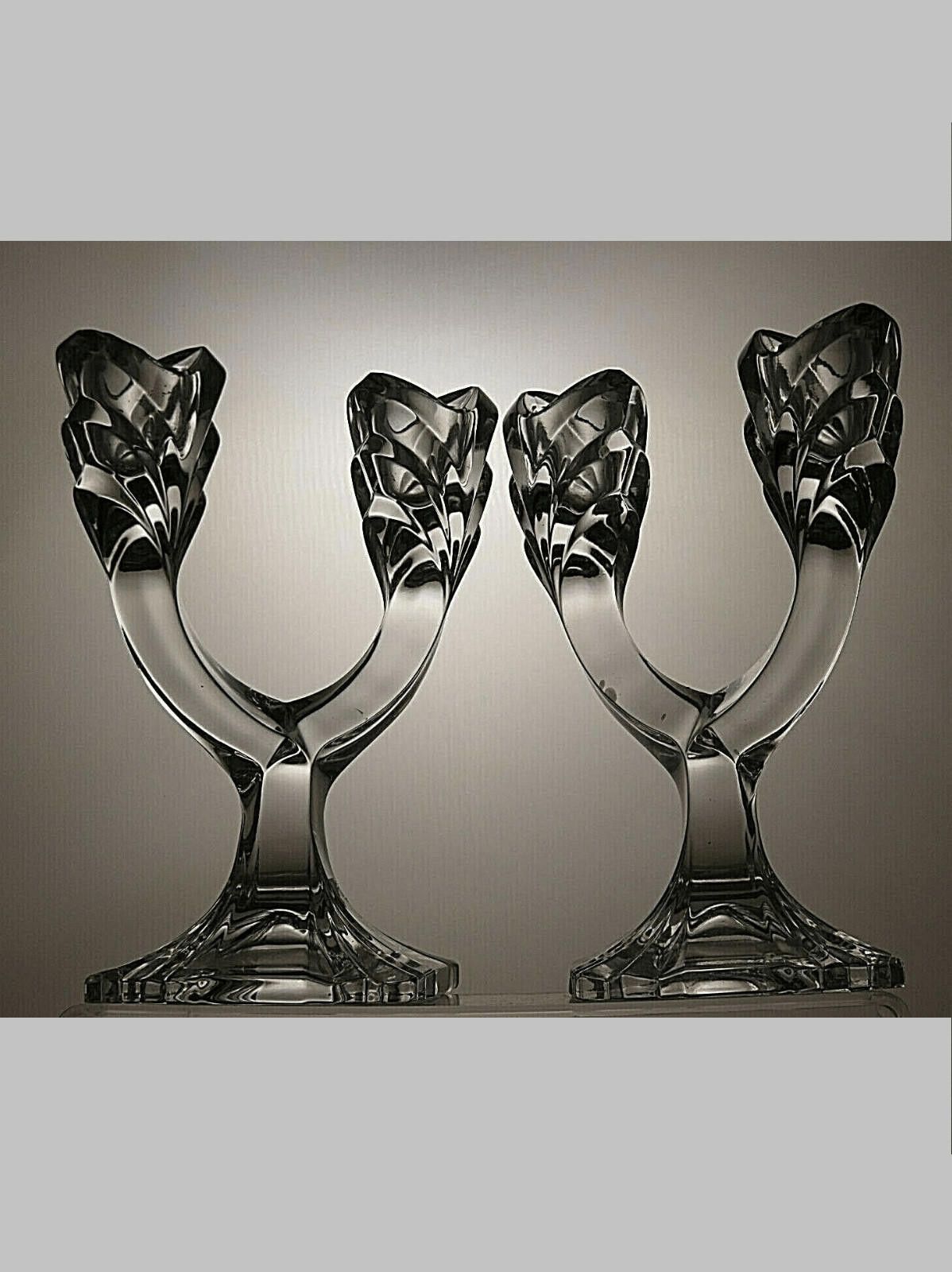 The Unbranded Brand Crystal Set Of 2 Cut Candle Holders Candlesticks 6 3/4" Size ONE SIZE - 1 Thumbnail