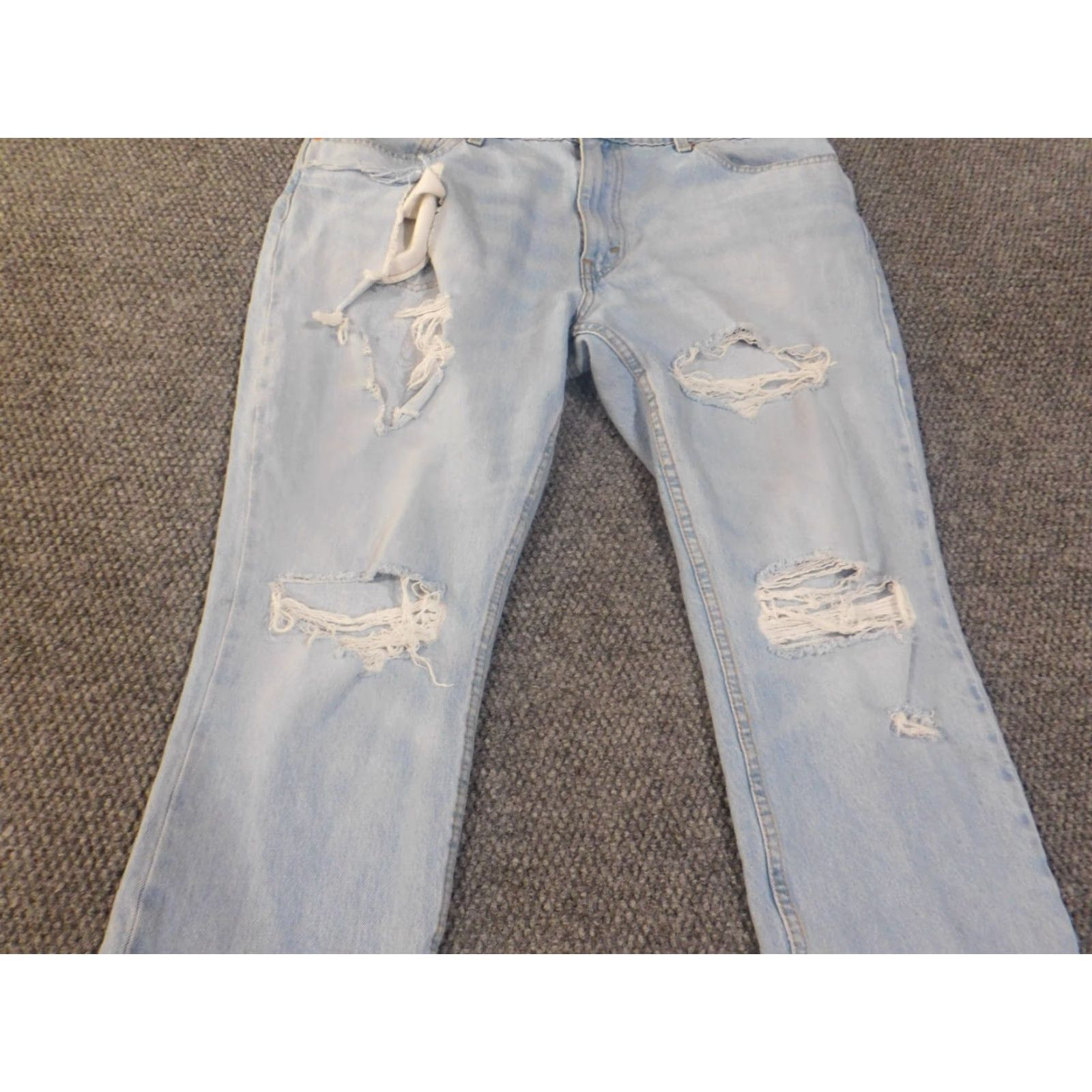 Levi's Levi's 511 Jeans Mens 38x30 Blue Light Wash Distressed Retro Classic Denim Straight 511 Model Vintage No Mens Regular 28in Inseam (Levi's 500 Series) Size US 38 / EU 54 - 3 Thumbnail