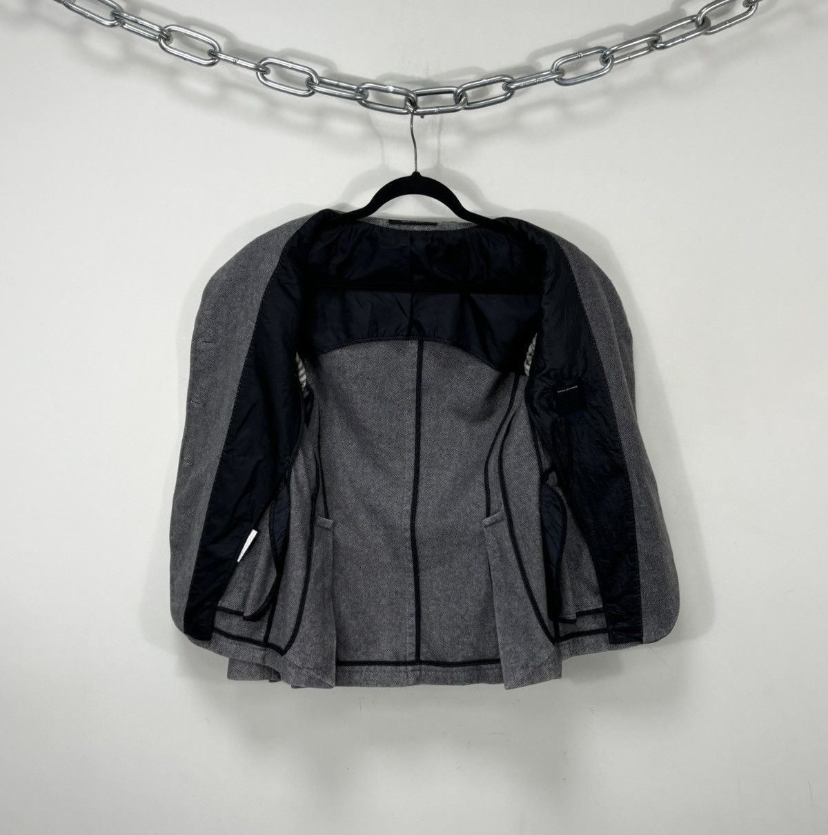 Tagliatore Tagliatore Women’s Herringbone Gray Wool Blend Blazer Jacket Size M / US 6-8 / IT 42-44 - 2 Thumbnail