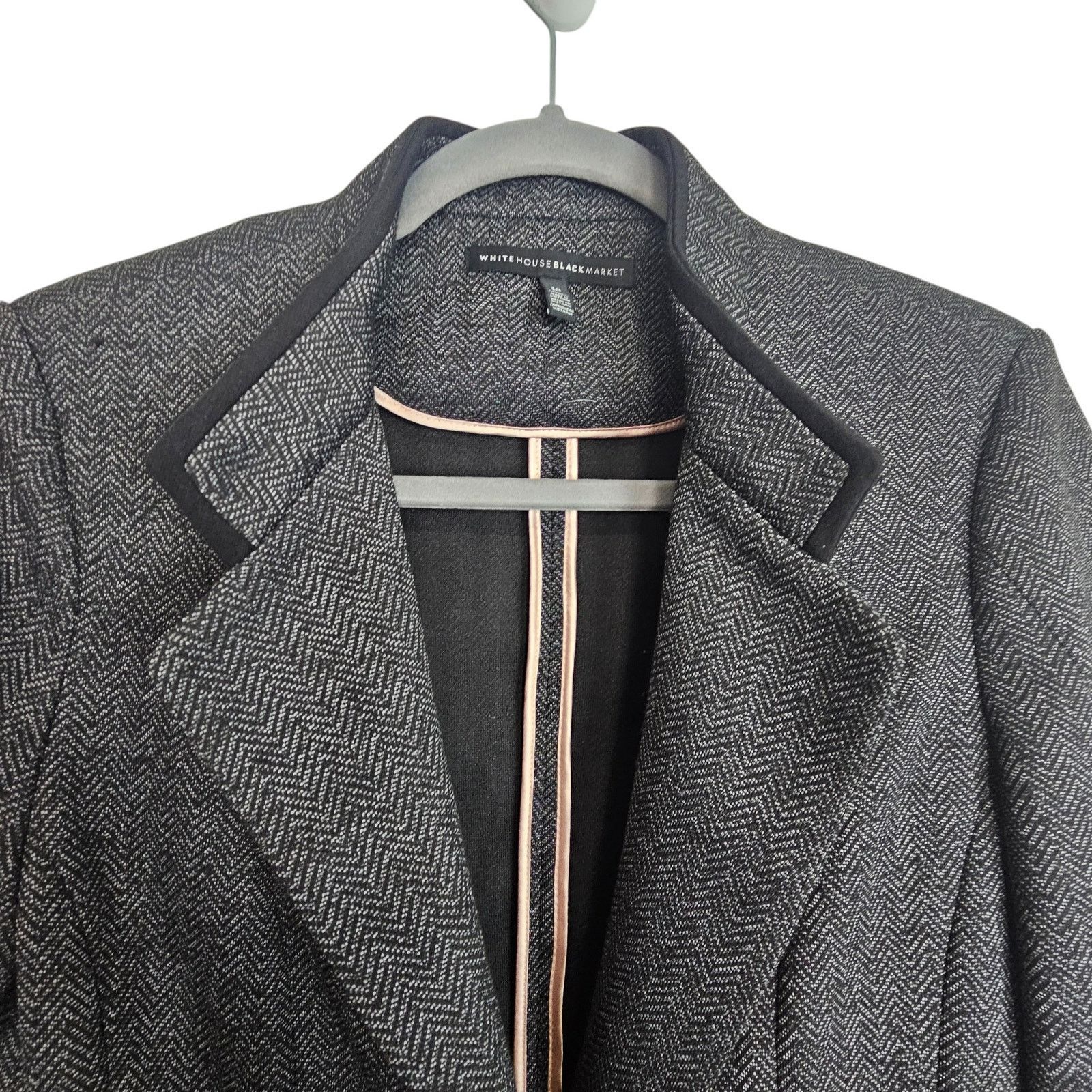 White House Black Market White House Black Market Womens Herringbone Blazer 10 Career Size L / US 10 / IT 46 - 2 Thumbnail