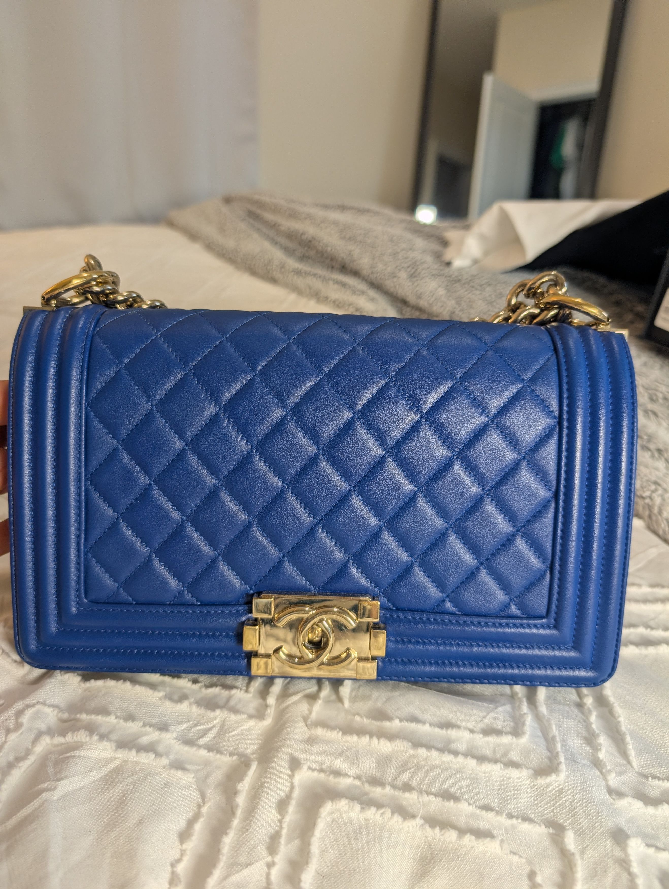 Chanel CHANEL Blue Quilted boy Shoulder Bag Strap CC Size ONE SIZE - 17 Thumbnail