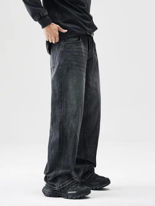 Japanese Brand Men's loose distressed washed wide-leg high street jeans Size US 32 / EU 48 - 8 Thumbnail
