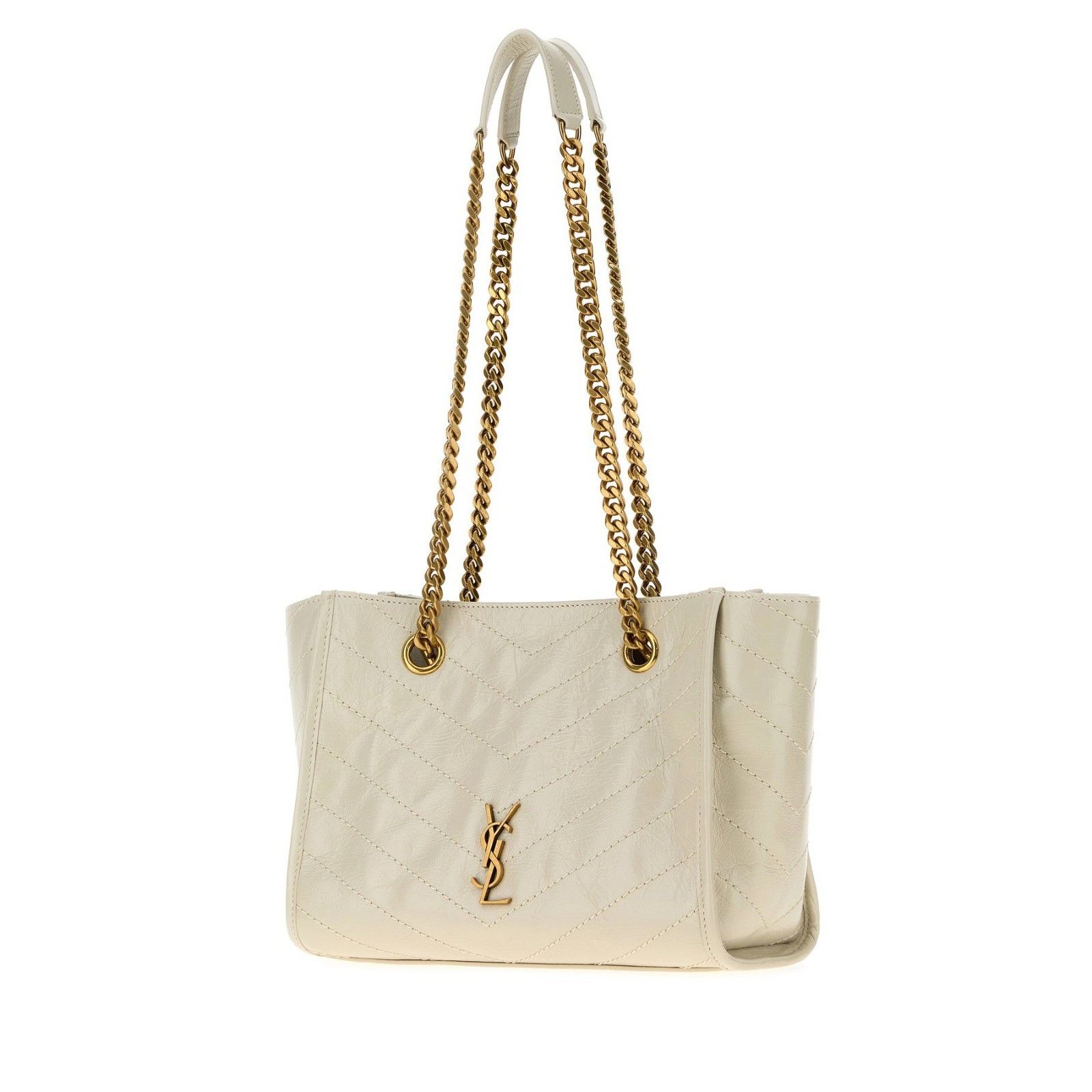 Saint Laurent Paris SAINT LAURENT $2700 Niki Small White Vintage Leather Tote Ba Size ONE SIZE - 2 Thumbnail