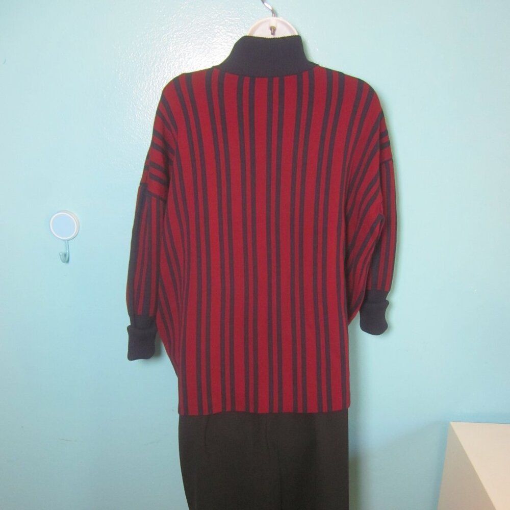 Tanya Taylor Tanya Taylor Size XL Sample Sweater Burgundy Navy Stripe Oversized Turtleneck Size XL / US 12-14 / IT 48-50 - 3 Thumbnail