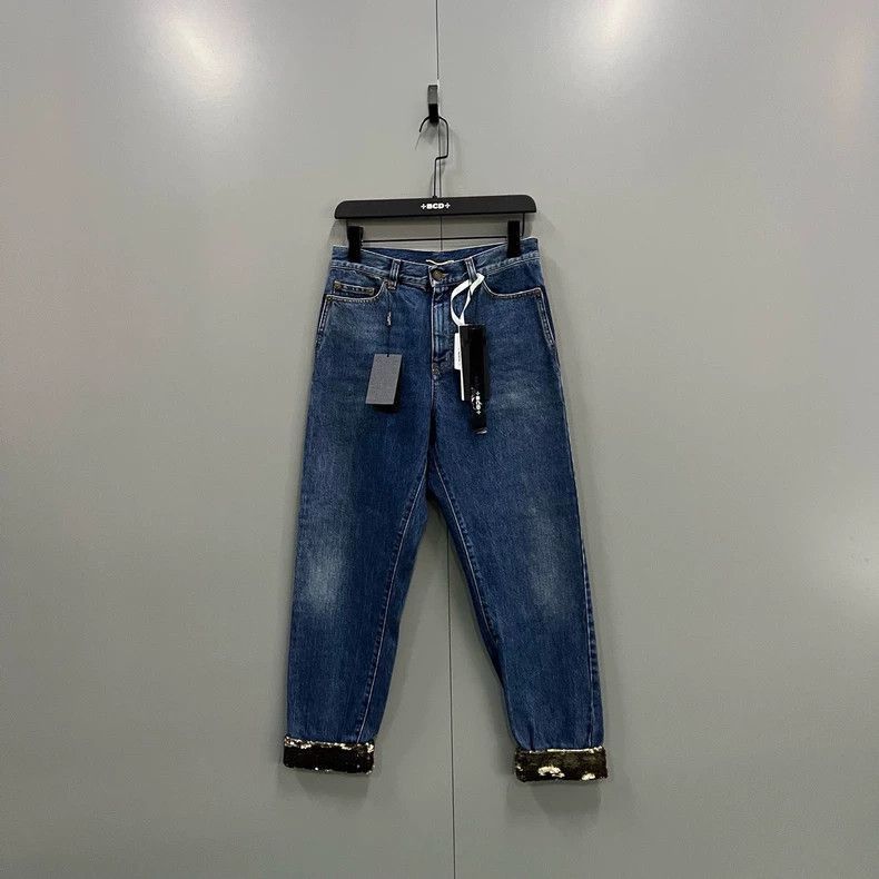 Yves Saint Laurent Saint Laurent Sequined Denim Pants Size