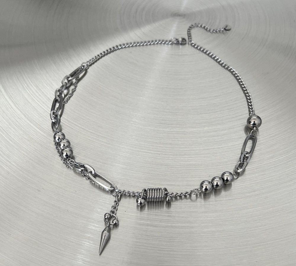 Jewelry Rivet Steel Splicing Clavicle Sweater Chain Necklace Size ONE SIZE - 4 Thumbnail