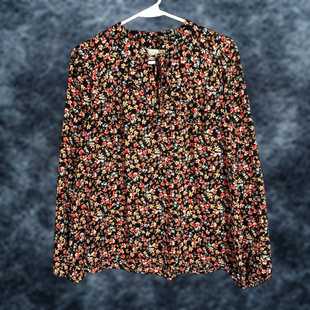 Loft Loft Women's Size Small Floral Printed Polyester Blouse Lightweight Boho Top Global Threads? Size S / US 4 / IT 40 - 1 Thumbnail