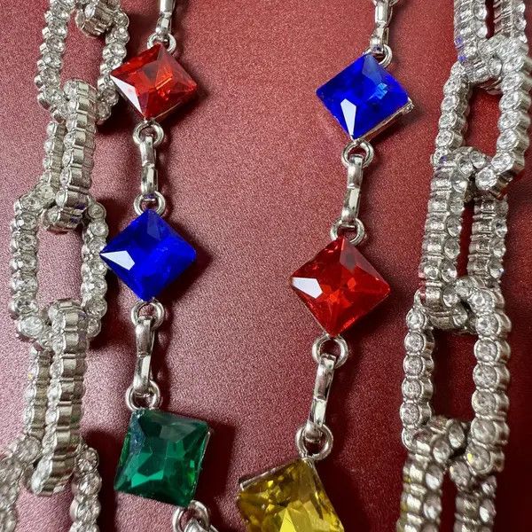Jewelry Double Layer Gemstone Multi-Color Wallet Chain, Pants Chain Size ONE SIZE - 5 Thumbnail