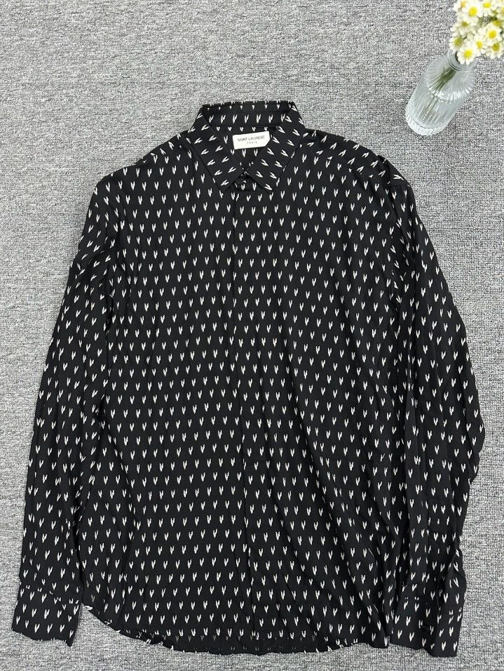 image of Saint Laurent Paris x YVES Saint Laurent 2017Ss Slp Love Slogan Shirt in Black, Men's (Size 2XS)
