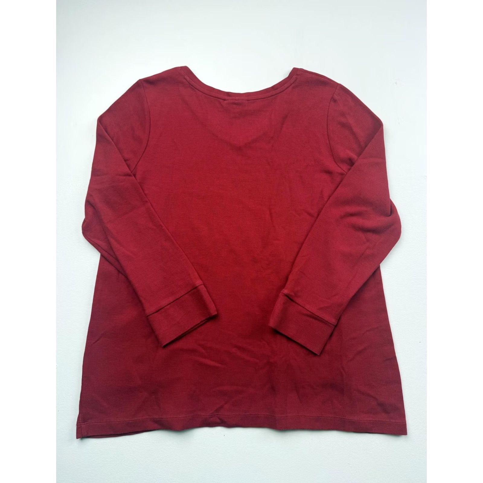 J. Jill J. Jill Womens L Red V Neck Long Sleeve Pockets Jersey Casual Tunic Shirt Top Size L / US 10 / IT 46 - 2 Thumbnail