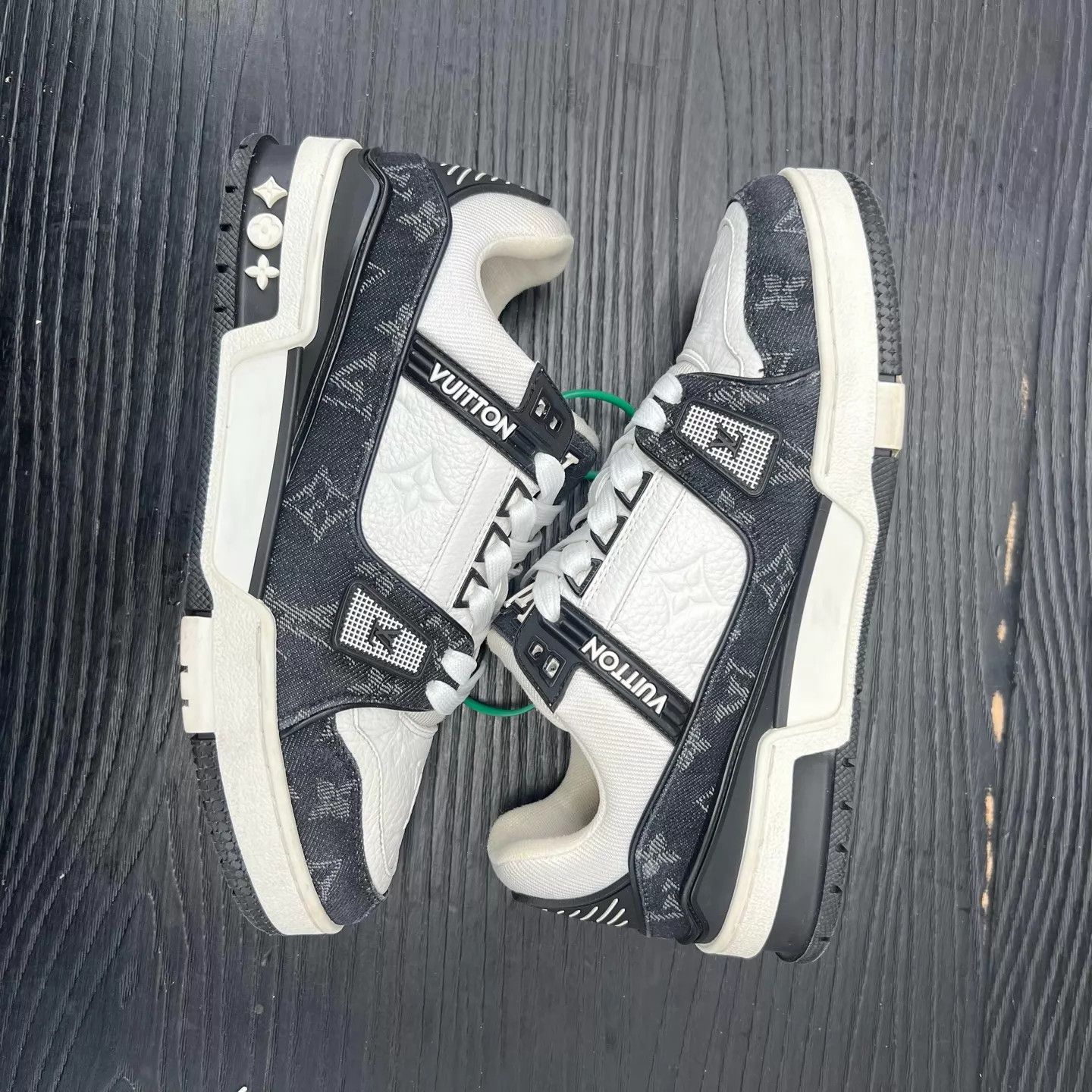 Louis Vuitton LV Trainer black white denim Size US 6.5 / IT 36.5 - 3 Thumbnail