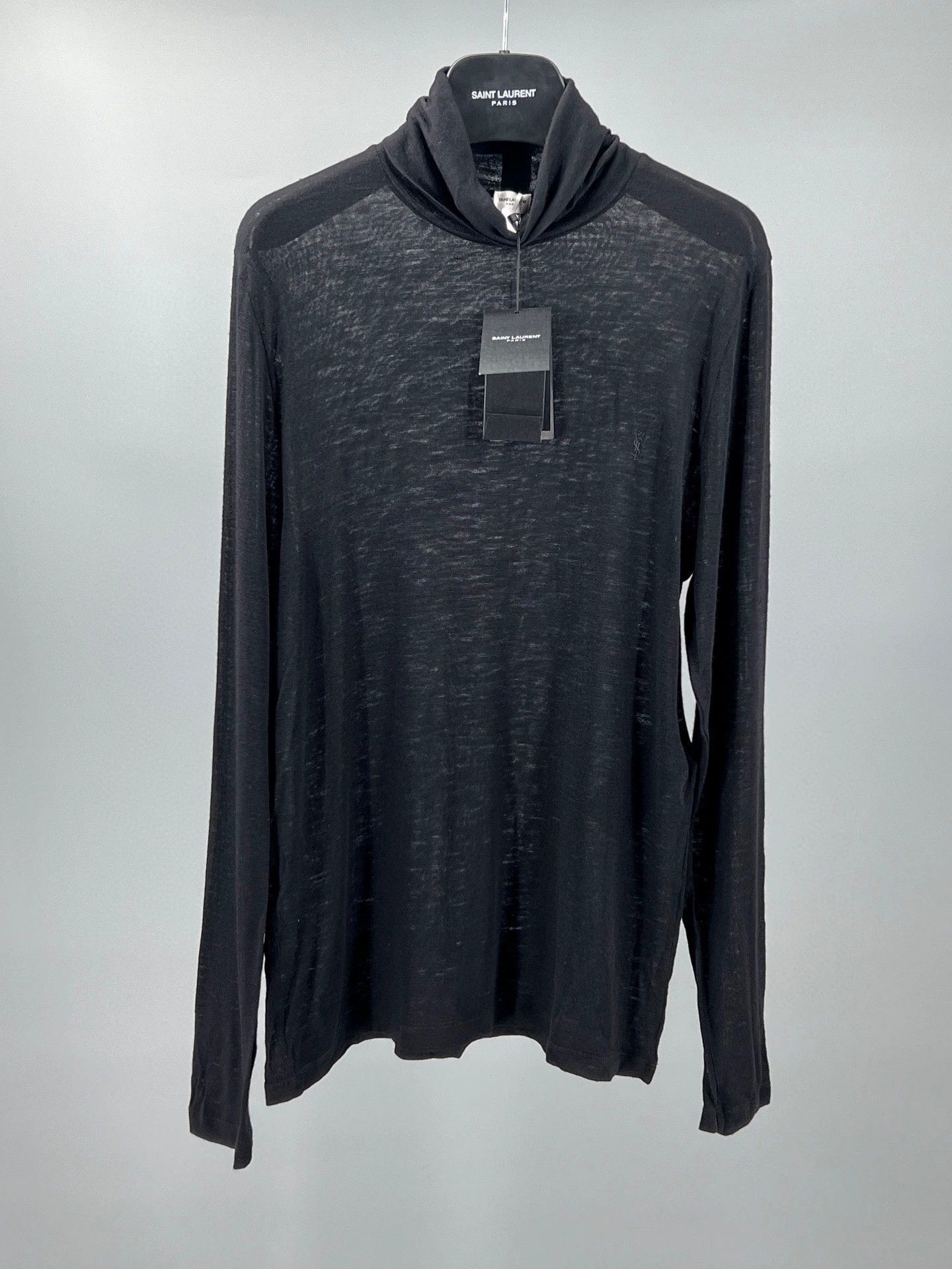 Yves Saint Laurent black wool blend mock neck sweater Size US XL / EU 56 / 4 - 1 Thumbnail