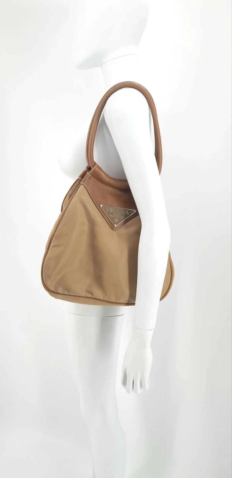 Prada Prada Big Logo Tessuto + Leather Hobo Bag Size ONE SIZE - 7 Thumbnail